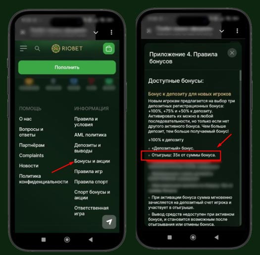 Вейджер в Riobet Casino